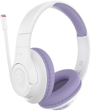Belkin Sound Form Inspire Kids Wireless Over-Ear Headphones – Safe Listening with 85 d B Volume Limit, 35-Hour Battery Life, and Built-In Microphone – Ideal for Online Learning, Travel, and Fun – Trendy Lavender Compatible with i Phone, i Pad, Galaxy & More
