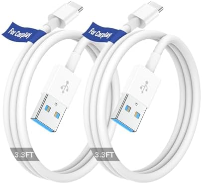 Car Carplay Cable for Apple iPhone 16 15 Pro Plus Max Plus, [3-Pack,3.3FT+3.3FT+3.3FT] USB A to USB C for Carplay USB C Cord, USB C Cable for iPad Pro/Air/Mini,Samsung Galaxy Car Charger Cable Cord – Enhanced Compatibility and Speed