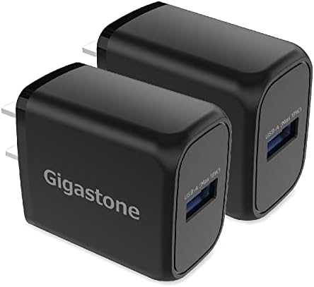 Gigastone 18 W USB Charger 2-Pack – Dual Qualcomm Quick Charge 3.0 Wall Adapter for Rapid Device Charging, Compatible with i Phone, i Pad, LG, HTC, Nexus & Qi Wireless Pads – Compact, Portable, and Safe Power Solution for On-the-Go Users