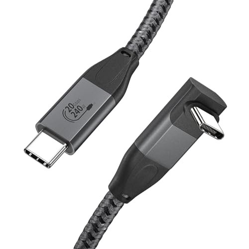 XAOSUN 3.3 ft USB C to USB C High-Speed Cable – 90-Degree Connector for 20 Gbps Data Transfer, 4 K Video Quality, and 240 W Rapid Charging – Ideal for Mac Book, i Pad, Samsung, and Gaming Devices – Unmatched Compatibility and Performance