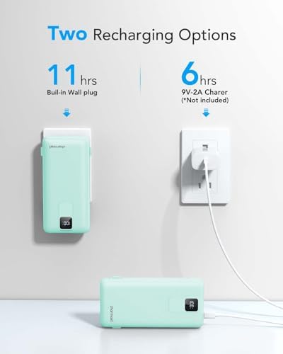 Charmast Ultra-Fast 20000 m Ah Portable Charger with Integrated Cables and Wall Plug – Universal Compatibility for i Phone 16/15/14/13, Samsung, Google, i Pad – Sleek Design, Rapid 20 W USB-C Power Delivery for On-the-Go Charging Solutions