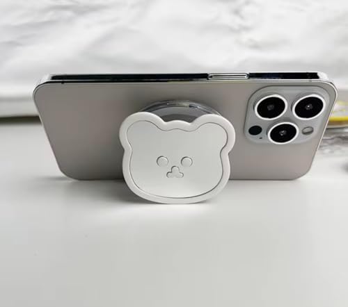 Charming 3 D Bear Magnetic Phone Grip – Anti-Slip Collapsible Holder for Secure Smartphone Handling – Cute, Portable Finger Holder Enhancing Comfort & Functionality for Tablets and Cellphones (BG2-Phone Grip-Pink)