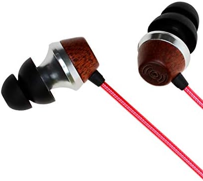 Symphonized ALN 2.0 Premium Genuine Wood Earbuds – Metallic Orange Noise-Isolating In-Ear Headphones with Tangle-Free Cable & Built-in Microphone for Enhanced Audio Compatibility and Immersive Sound Experience