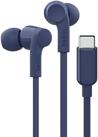 Belkin Sound Form USB-C Earbuds – Premium In-Ear Headphones with Microphone for i Phone 16/15, Galaxy S25, and Google Pixel 9 – Water-Resistant, Lightweight Design for Active Lifestyles – High-Definition Sound Quality in Vibrant Blue Finish