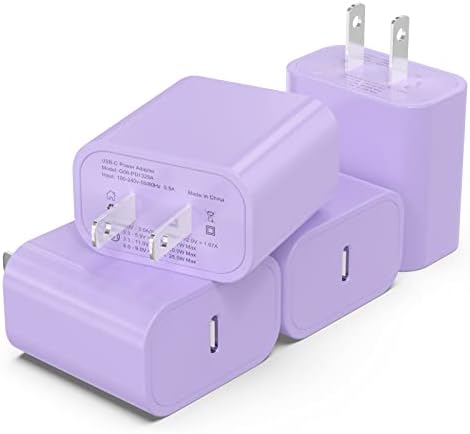 i GENJUN 4 Pack USB C Fast Charger Block – 20 W Power Delivery 3.0 Wall Adapter for i Phone 16/15/14, Galaxy & Pixel – Portable Type C Power Adapter for Air Pods Pro – Compact Travel Essential with Superior Speed and Compatibility