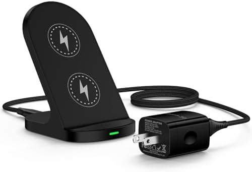 Samsung Fast Wireless Charger Stand – 15 W High-Speed Charging Dock for Galaxy S25/S24/S23, Google Pixel 9/9 Pro, i Phone 16 – Dual Coil Design for Optimal Charging – Safe & Case-Friendly Charging Station for Desk or Nightstand – Supports Vertical/Horizontally Viewing – Enhanced Compatibility for Multiple Devices – Quick and Convenient Charging Experience