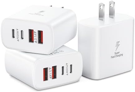 Dual-Pack 40 W USB C Charger Block – Fast Charging Power Adapter with 4 Ports for i Phone, Samsung, and i Pad – High-Speed Multi-Device Charging Solution with Enhanced Compatibility and Portability – Perfect for Home, Office, and Travel