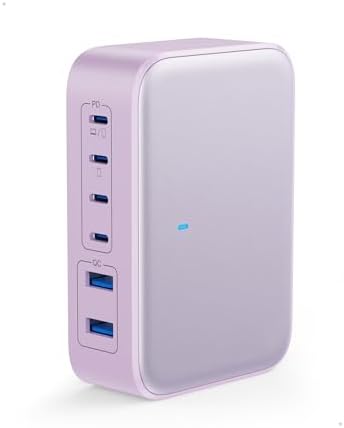 200 W USB C Charging Hub with 6 Ports – Ga N IV Foldable Wall Charger for Rapid Device Power-Up, PD 65 W Laptop Charger for Mac Book Pro, Dell, i Phone 16/15, i Pad, Galaxy & Steam Deck – Compact & Travel-Friendly Fast Charging Solution