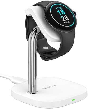 Sleek Black Fast Charging Stand for Google Pixel Watch 3/2 & Swan Scout 505 G2 – Stylish, Compact Charger Base with Advanced Safety Features and Rapid Power Delivery for Smartwatch Enthusiasts