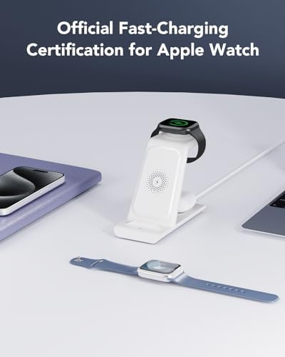 HATALKIN Advanced 3-in-1 Wireless Charging Hub: Ultimate Power Station for Apple Watch, i Phone 16/15/14/13/12 Pro Max/X/XS, and Air Pods Pro – Rapid Intelligent Charging in a Modern, Space-Saving Design for Effortless Home and Office Efficiency