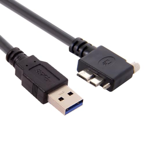 Chenyang 90-Degree Micro USB 3.0 Cable – Type A Male to Micro B Male, 3 M High-Speed Connector for Industrial Cameras & Devices, Enhanced Durability with Mount Panel Screws, Perfect for Tight Spaces and Optimal Cable Management
