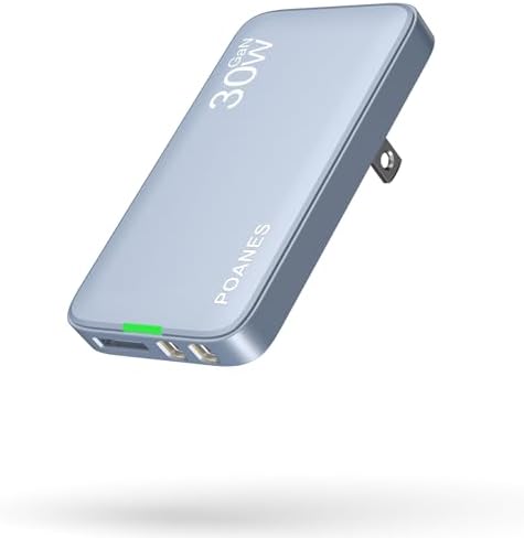 Sleek Light Blue 30 W Dual-Port USB Wall Charger – Ultra-Fast Charging for i Pad Pro, i Phone 12/14/15 & Galaxy S22 – Compact & Travel-Friendly Design with Advanced Safety Features for Effortless Connectivity