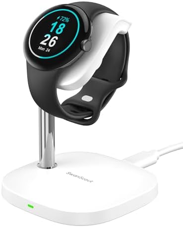 Sleek Black Fast Charging Stand for Google Pixel Watch 3/2 & Swan Scout 505 G2 – Stylish, Compact Charger Base with Advanced Safety Features and Rapid Power Delivery for Smartwatch Enthusiasts