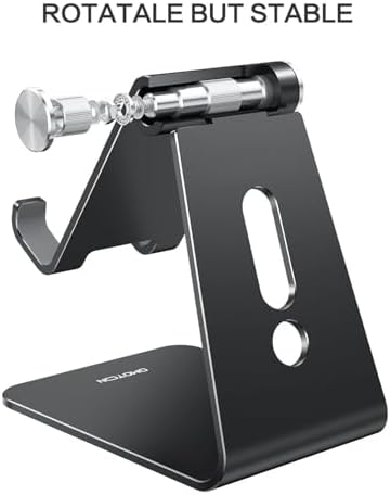 OMOTON Adjustable Cell Phone Stand, C2 Aluminum Desktop Phone Holder Dock Compatible with iPhone 15 14 13 Xs XR 8 Plus 7 6, Samsung Galaxy, Google Pixel, Android Phones – Enhanced Compatibility and Speed