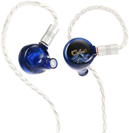 QOA Kinera Celest Premium Hi-Fi In-Ear Monitors – Superior SPD2.0 BA Driver Wired Earphones for Musicians, DJs & Sound Engineers, Durable Resin Construction with Customizable 2-Pin Detachable Cable in Striking Blue for Unmatched Comfort and Acoustic Precision