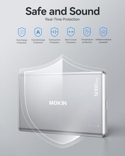 Ultra Slim 5000 m Ah Magnetic Power Bank for i Phone 16, 15, 14, 13, 12 – Qi2 Certified Portable Charger with 20 W PD Fast Charging & 15 W Wireless Capability – Lightweight Design for Effortless On-the-Go Charging – Advanced Safety Features for Device Protection