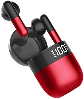 Ultra-Compact Bluetooth 5.2 Wireless Earbuds with Smart LED Charging Case – Exceptional Noise Cancellation, Ergonomic Fit, and Hands-Free Microphone for Seamless Audio Experience – Ideal for Android & i OS Users (Vibrant Red)