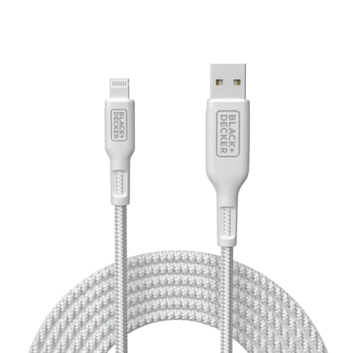 BLACK+DECKER Lightning to USB Charging Cable – Ultra-Fast Charge & Data Sync for All Apple Devices – Durable Braided Construction, Lightweight & Travel-Ready – Versatile Lengths & Color Options, Including Convenient 3 ft Length