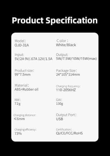 Tron TR2 Qi Wireless Charger – Ultra-Fast Charging Pad for i Phone & Samsung Galaxy – Sleek Modern Black Design for Effortless Power-Up – Enhanced Device Compatibility & Safety Features for Home, Office, or Travel – Premium Quality Charging Solution for Today’s Lifestyle