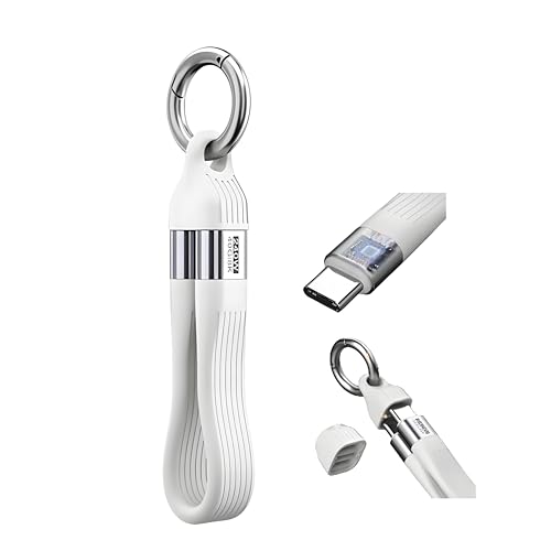 USB 4.0 Date Cable Portable Keychain 0.42ft, 240W 5A Fast Charging USB C Cable, 40Gbps Data Transfer, 8K 60Hz Video Display for iPhone 16 15 Pro Max, iPad, Thunderbolt 4/3, Hub, External SSD (White) – Enhanced Compatibility and Speed