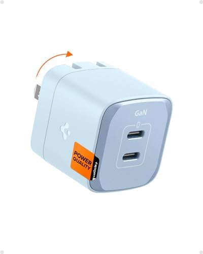 Experience Unmatched Charging Efficiency with Spigen Ga N III 452 45 W Dual USB-C Wall Charger – Portable Fast Charging Adapter for i Phone, Samsung Galaxy, and Pixel Devices – Compact Foldable Design for Ultimate Convenience