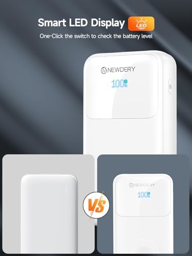 NEWDERY 20000 m Ah High-Capacity Portable Charger with Built-in Cables – Fast PD 20 W Power Bank for Apple Watch, i Phones, i Pads, and Samsung Devices – Ultimate Travel Companion for Uninterrupted Power and Enhanced Compatibility