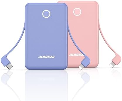 Compact 6000 m Ah Portable Power Bank with Built-in Cable – Lightweight Fast Charging External Battery for i Phone and Android – Ultimate Travel Companion for On-the-Go Charging Efficiency