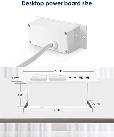 Recessed Power Strip with USB C PD Fast Charging – 30 W Flush Mount Desk Outlet for Space-Saving Convenience, 2 AC Outlets & 2 USB Ports, 6 ft Cord, Ultra Thin Flat Plug for Tidy Workspaces – Perfect for Home Offices and Multi-Device Charging Solutions