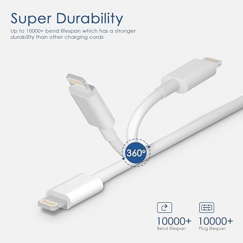 MFi Certified 6 ft i Phone Lightning Charger – Fast Charging USB Cable Pack for i Phone 14/13/12/11 Pro/Pro Max/SE 2022/8/7/XS/XR/X & i Pad – Durable & Efficient Charging Solution for Home & Travel – 4-Pack with Enhanced Compatibility