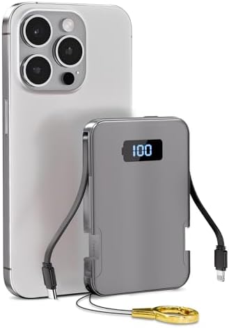 Ultra-Slim 5000 m Ah Portable Charger with Built-in Cables – Travel-Friendly Power Bank for i Phone & Android Devices – Lightweight, Efficient, and Universally Compatible External Battery Pack – High-Speed Charging with Multiple Safety Protections – Perfect for Daily Use and Emergency Power Needs – Ideal for Travelers and On-the-Go Charging Solutions