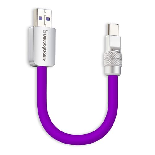 chubbycable Cute Chubby – 240W Short USB-C Cable Power Bank Fast Charging Cable Silicone Charger Cord Compatible with iPhone 16/15 Series, Desert Titanium+Desert Titanium, Type-C to Type-C, 20 inch – Enhanced Compatibility and Speed