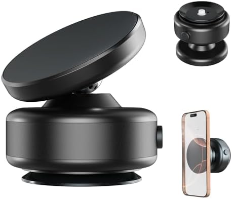 Revolutionary 360-Degree Rotatable Magnetic Car Phone Holder – Electric Vacuum Suction Mount for Flat Surfaces, Perfectly Compatible with Mag Safe i Phones, Sleek Silver Design for Ultimate Convenience and Safety on the Road