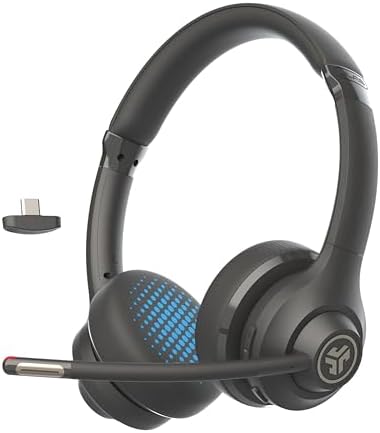 JLab Go Work Gen 2 Wireless Headset – Unmatched 55+ Hour Battery Life for All-Day Listening – Bluetooth Multipoint Technology for Seamless Laptop & Mobile Use – Versatile Wired/Wireless Compatibility with USB Dongle – Ergonomic On-Ear Design Perfect for Remote Work and Leisure Activities – Superior Sound Quality with Built-in Microphone for Clear Communication