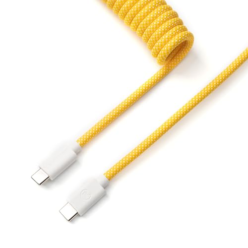 Keychron Light Pink Custom Coiled Aviator Cable – High-Performance USB-C to USB-C with Detachable Metal Connector (5-Pin GX12) for Mechanical Keyboards, Durable Braided Design with USB-A Adapter for Enhanced Charging and Data Transfer Efficiency