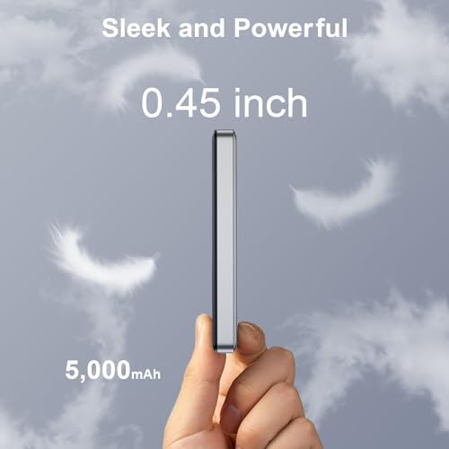 Magnetic Wireless Power Bank for Samsung Galaxy & i Phone – 5000 m Ah Portable Charger with 20 W USB-C Fast Charging for Seamless Device Compatibility, Ideal for On-the-Go Tech Enthusiasts and Professionals