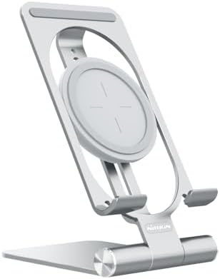 Nillkin Adjustable Metal Wireless Charging Stand – Fast Charge for i Phone 16 15 14 13 12 & Samsung Galaxy S25 S24 S23 S22 S21 Ultra/Plus – Versatile Space Grey Design for Enhanced Functionality and Safety