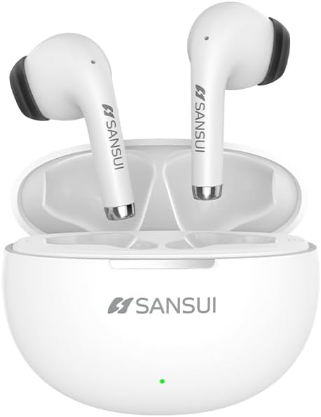 Elevate Your Audio Experience with SANSUI W6 True Wireless Semi-in-Ear Earphones: Advanced Bluetooth 5.4 for Flawless Connectivity, Optimized Low Latency Mode for Gamers, and Premium 13 MM Hi-Fi Stereo Drivers – Immerse Yourself in Deep Bass and Superior ENC Noise Cancellation for Pristine Sound Quality – Enjoy Up to 13 Hours of Playtime with a Portable Charging Case (Classic Black) – Ideal for Music Aficionados and Gamers Seeking Unrivaled Comfort and Performance