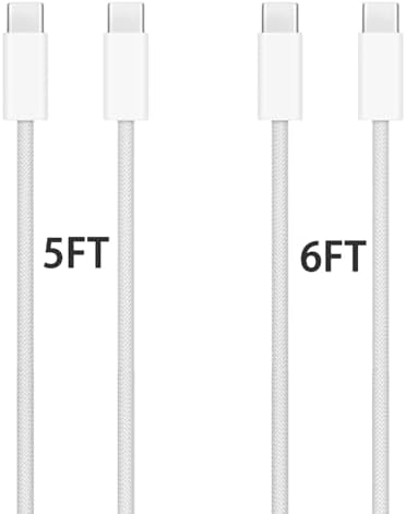 2 Pack 20W Fast Charger for AirPods 4,AirPods Pro (2nd gen), AirPods Max 2 (2024), USB C to USB C Woven Cable for iPhone 16/15,16/15 Pro Max, Plus,16E(SE4) Charger Charging Cord Adapter (5FT&6FT) – Enhanced Compatibility and Speed