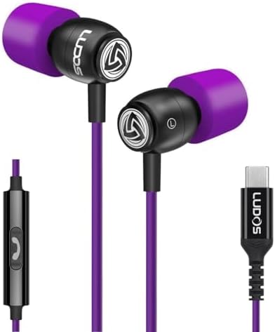 LUDOS Clamor Wired Earbuds – Premium Noise-Isolating In-Ear Headphones with Memory Foam Tips, Built-in Microphone, 5-Year Warranty – Perfect for i Phone and Samsung Users, Ideal for Students and Small Ears in Stylish Pink – Ultimate Sound Quality and Comfort for Everyday Use