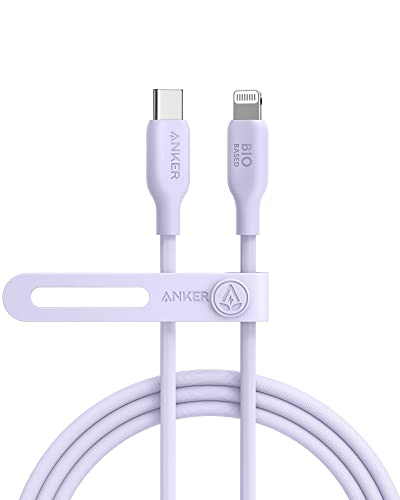 Anker 6 FT USB C to Lightning Cable – MFi Certified, Eco-Friendly Bio-Based Charging Cord for i Phone 14 and More – Stylish Purple Design for Enhanced Durability and Fast Data Transfer – Perfect for Home and Office Use