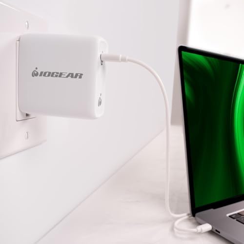 IOGEAR 100 W USB-C Ga N Wall Charger – Ultimate Compact Fast Charging Adapter with Foldable Plug for Efficient Travel – Ideal for Mac Book Pro, i Phone 15 Pro Max, Galaxy S24 Ultra, and Steam Deck – Enhanced Compatibility and Safety Features