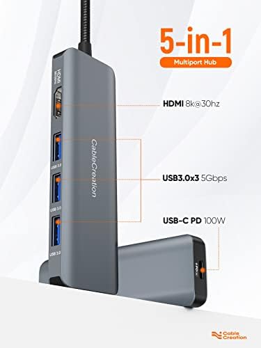 Unlock Ultimate Connectivity with the 7-in-1 USB C Hub 4 K 60 Hz | Cable Creation Multiport Adapter for Seamless 1 Gbps Ethernet, Stunning HDMI Display, Dual USB 3.0 Ports, 100 W PD Charging & SD/TF Card Support – Perfect for Mac Book Pro, i Pad Pro & Steam Deck Users!