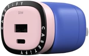 CASETi FY Powerthru 33 W Fast Charger – Compact Dual Port Wall Adapter in Stylish Pink/Blue for Lightning-Fast Device Charging with Advanced Safety Features and Universal Device Compatibility