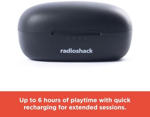Transform Your Audio Journey with Radio Shack Bluetooth 5.2 Wireless Earbuds – Advanced Active Noise Cancelling, IPX5 Waterproof Rating for Unmatched Durability, 400 m Ah Battery for All-Day Listening, and Ergonomically Designed for Comfort and Stability in Any Activity