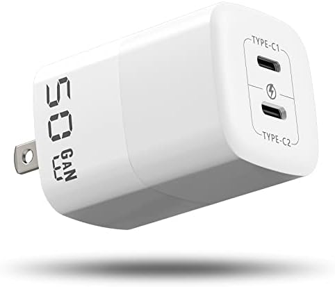 50 W Dual-Port Ga N III USB-C Wall Charger – Rapid PPS 48 W Fast Charging for i Phone 16/15/14/13/12/11, Galaxy, Pixel, i Pad & Laptops – Compact Design with Enhanced Safety Features for On-the-Go Power Solutions