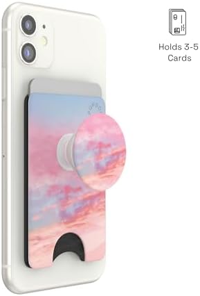 Chic Pink Clouds Pop Sockets Wallet: Stylish Dual-Function Phone Grip & Card Holder for Enhanced Control – Universal Fit for Effortless Wireless Charging and Everyday Convenience
