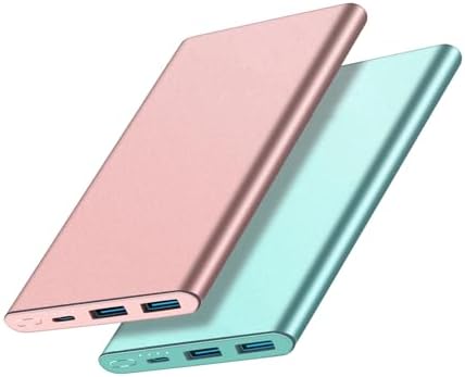 High-Capacity 12000 m Ah Portable Power Bank – Fast Charging USB-C Battery Pack for i Phone 15/14/13/12/11 Pro Max, i Pad, Samsung & Android – Stylish E-Mint & Pink Design with 3 A Quick Charge Technology for On-the-Go Convenience