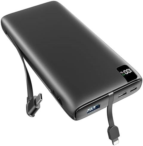 SOARAISE 26800 m Ah Power Bank with Integrated Cables – 22.5 W Fast Charging Portable Charger for Phones & Tablets – Ultimate USB C PD & QC 3.0 Compatibility for On-the-Go Convenience SOARAISE 26800 m Ah Power Bank with Integrated Cables – 22.5 W Fast Charging Portable Charger for Phones & Tablets – Ultimate USB C PD & QC 3.0 Compatibility for On-the-Go Convenience