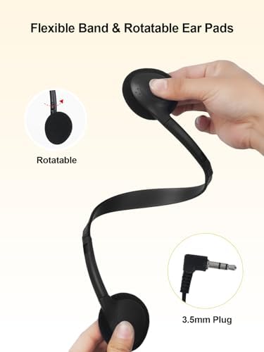 Classroom-Ready 25 Pack Wired Headphones – Lightweight On-Ear Earphones with Adjustable Headband for Students – Durable Audio Solution for Engaging Group Learning & Multimedia Experiences – Perfect for Educational Environments