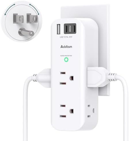 Ultimate Surge Protector and Outlet Extender with 6 AC Ports and 3 USB Charging Options (1 USB-C) – Smart Rotating Power Strip for Home, Office, and Travel – 1800 Joules Surge Defense, ETL Certified for Enhanced Device Protection and Efficiency